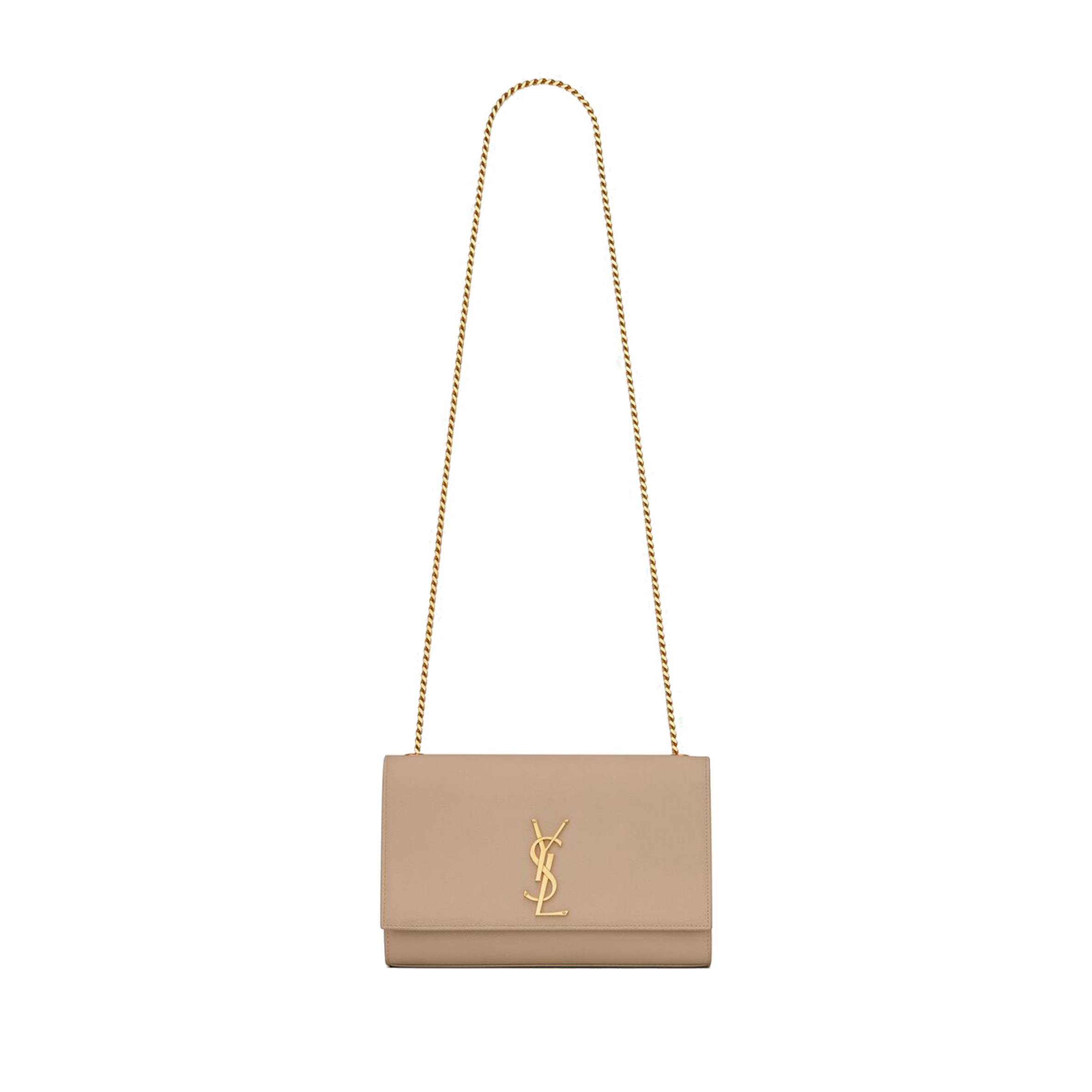 YSL KATE MEDIUM CHAIN BAG IN GRAIN DE POUDRE EMBOSSED LEATHER 364021BOW0J2721 (24*14.5*5.5cm)