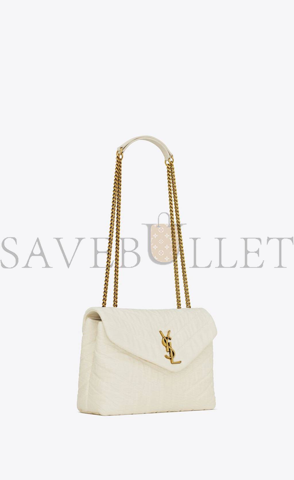 YSL LOULOU SMALL IN QUILTED &QUOT;Y&QUOT; COTTON 494699FABQ99133 (23*17*9cm)