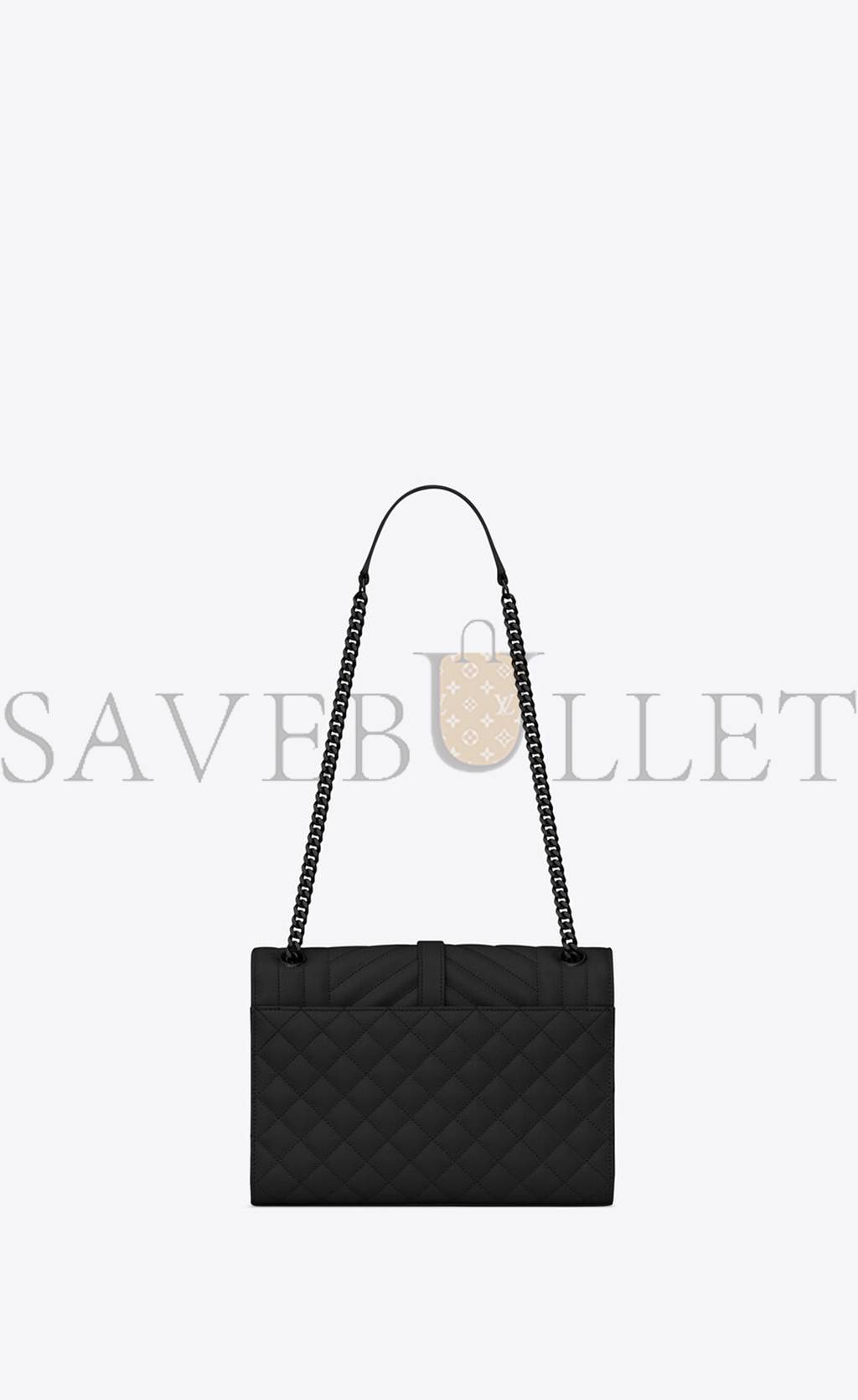 YSL ENVELOPE MEDIUM CHAIN BAG IN MIX MATELASS&EACUTE; GRAIN DE POUDRE EMBOSSED LEATHER 600185BOW981000 (24*17.5*6cm)