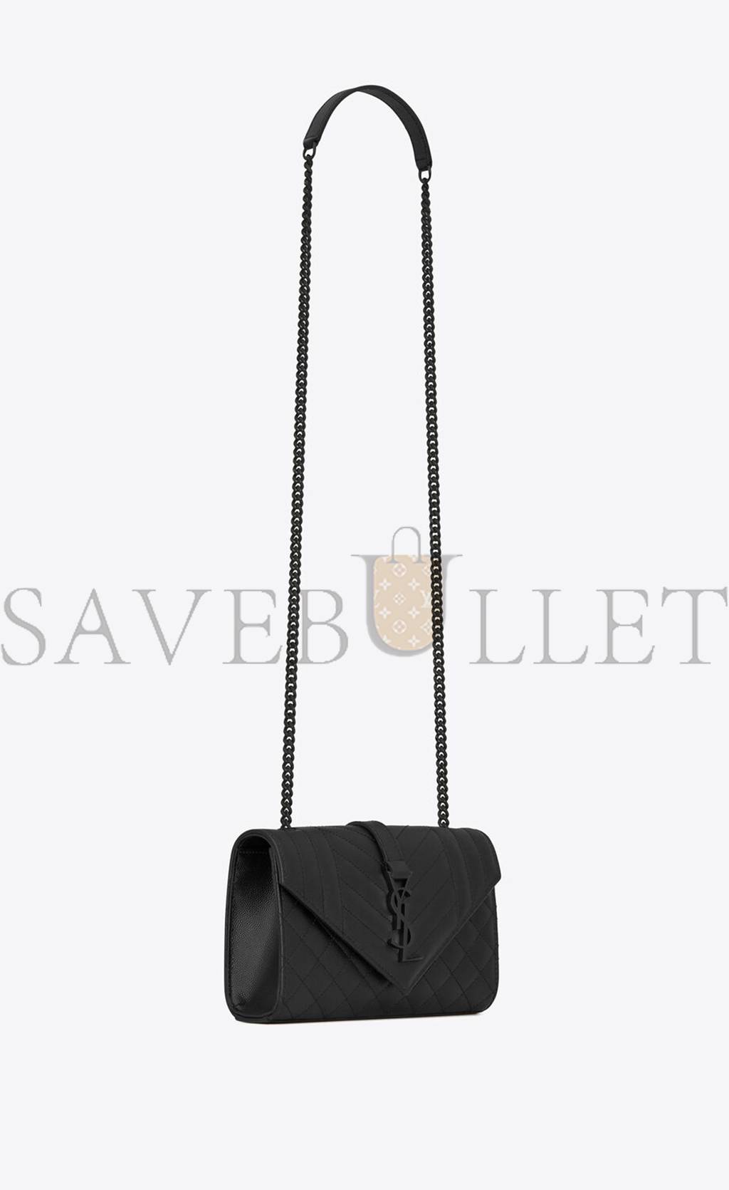 YSL ENVELOPE SMALL BAG IN MIX MATELASS&EACUTE; GRAIN DE POUDRE EMBOSSED LEATHER 600195BOW981000 (21*13*6cm)