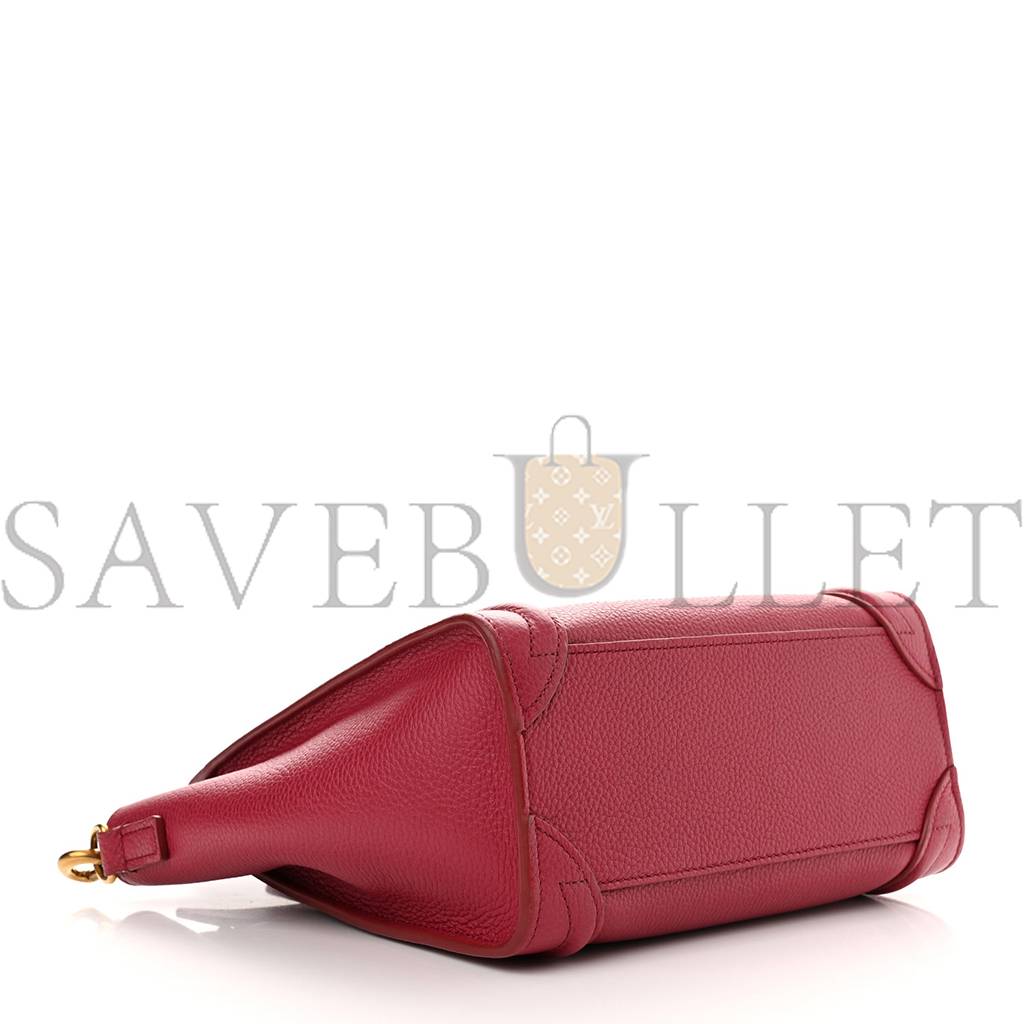 CELINE DRUMMED CALFSKIN NANO LUGGAGE RASBERRY (20*20*10cm)