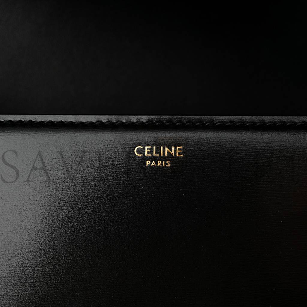 CELINE SHINY CALFSKIN MEDIUM TRIOMPHE BLACK (23*15*5cm)