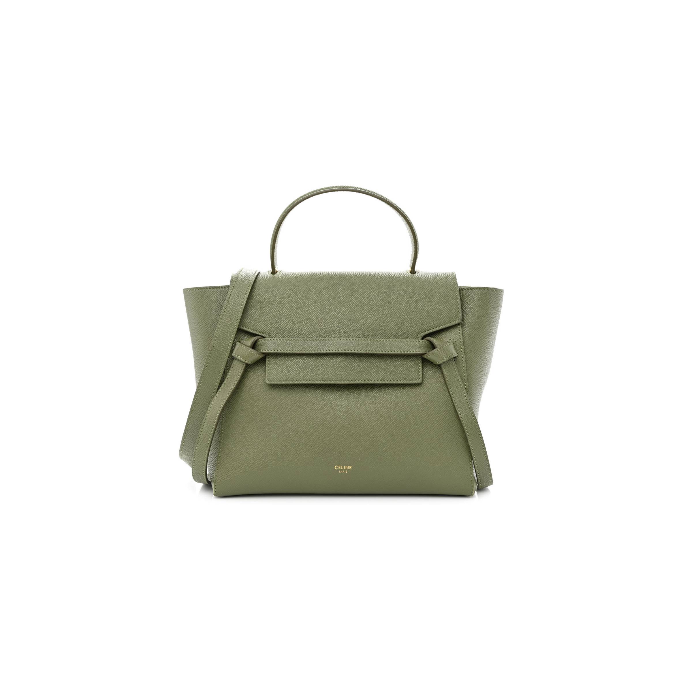 CELINE GRAINED CALFSKIN MICRO BELT BAG ARMY GREEN (23*22*13cm)