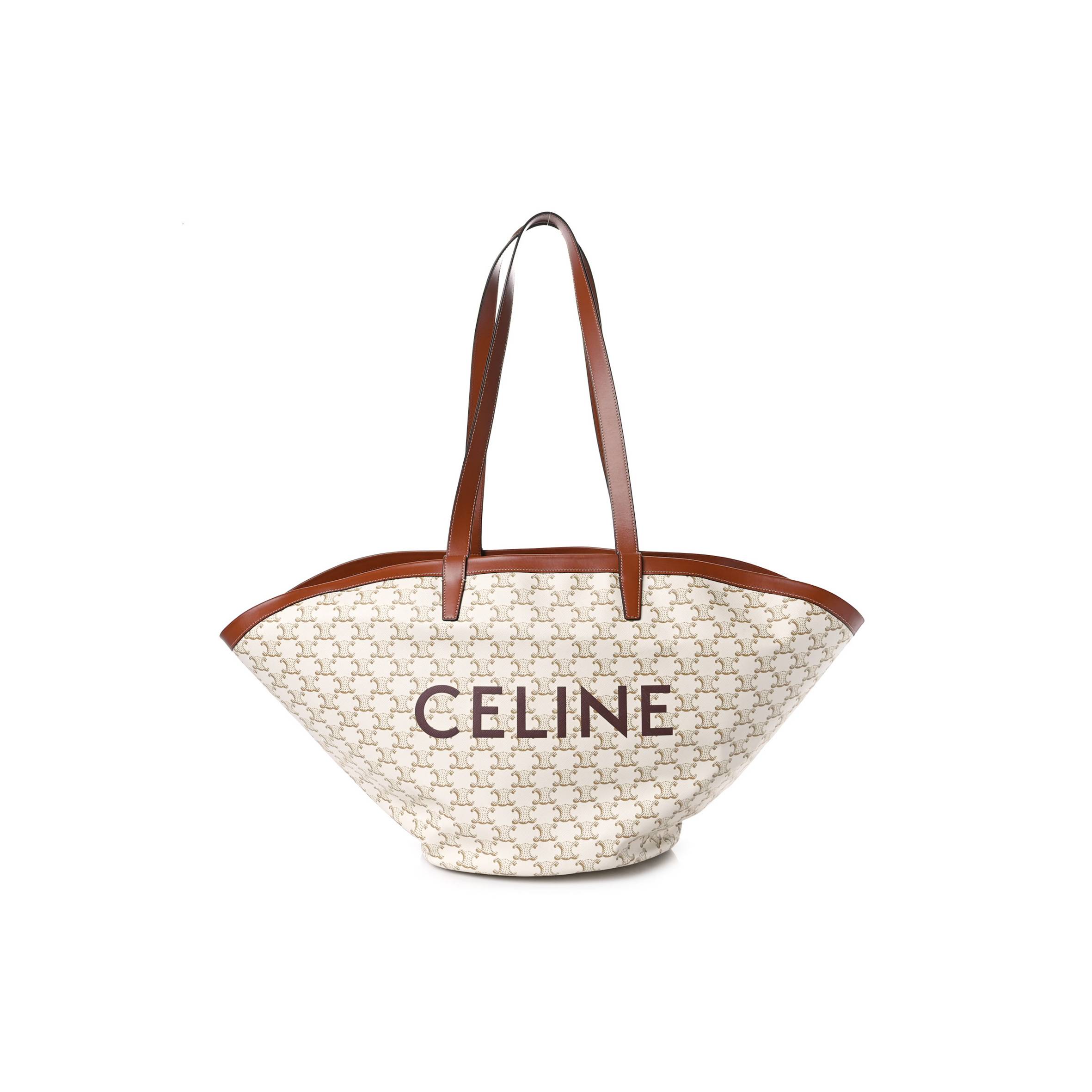 CELINE CALFSKIN CANVAS TRIOMPHE LARGE COUFFIN WHITE (31*23*20cm)