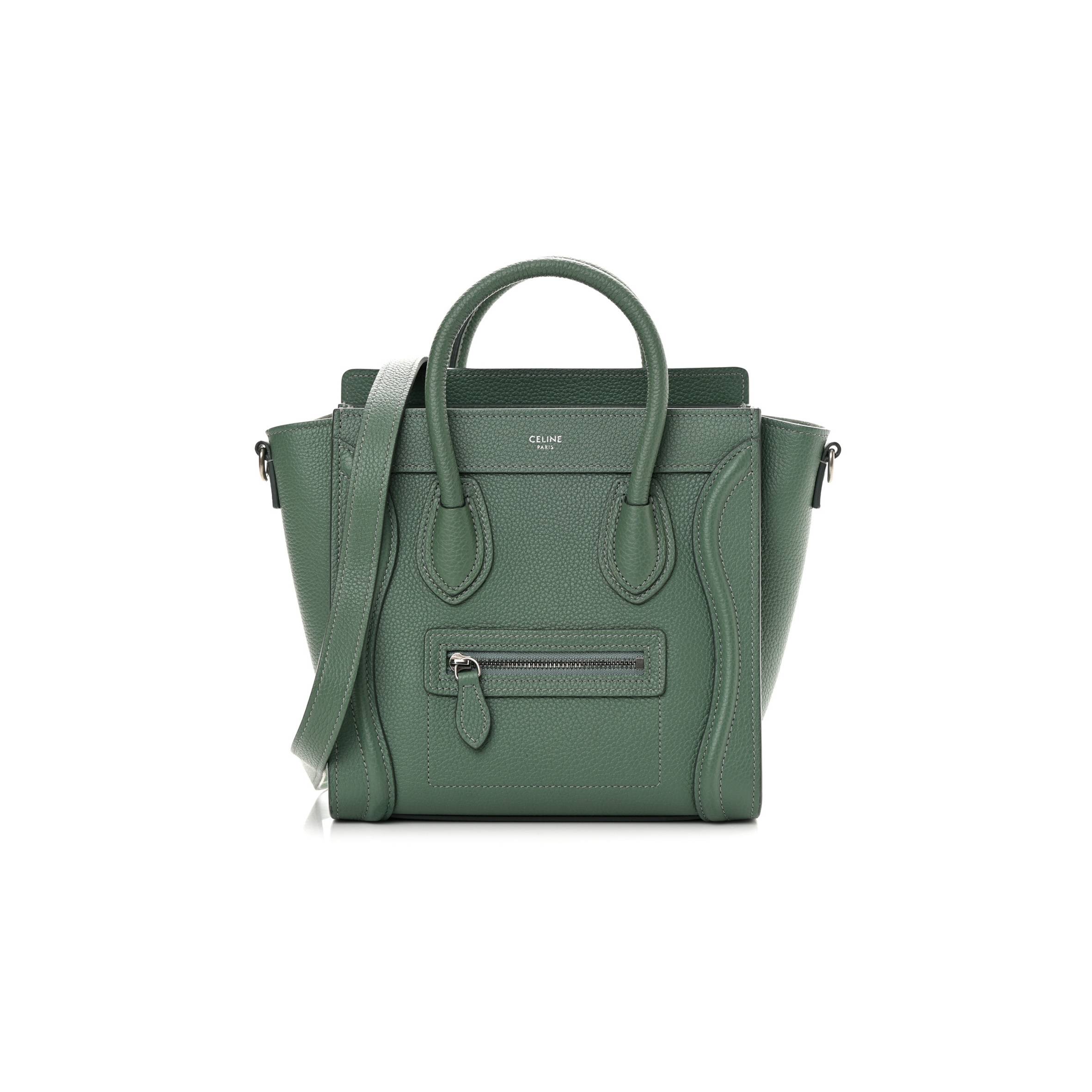 CELINE DRUMMED CALFSKIN NANO LUGGAGE CELADON (21*20*10cm)