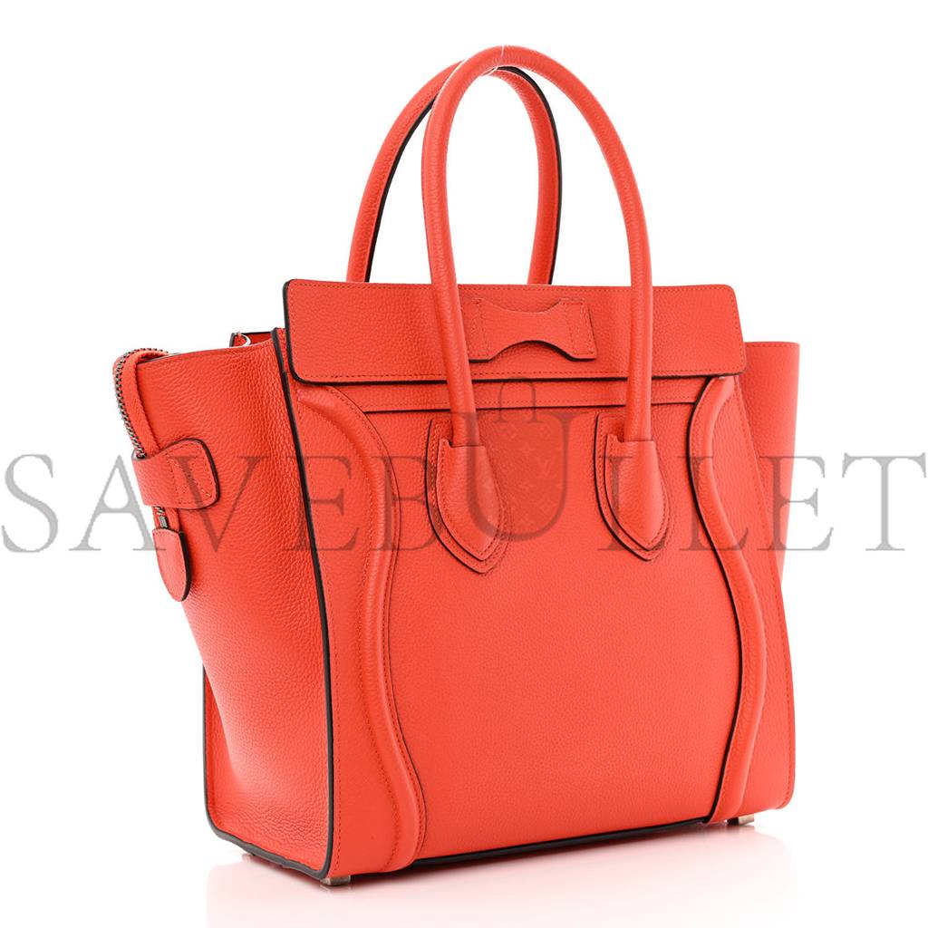 CELINE DRUMMED CALFSKIN MICRO LUGGAGE VERMILLION (27*26*13cm)