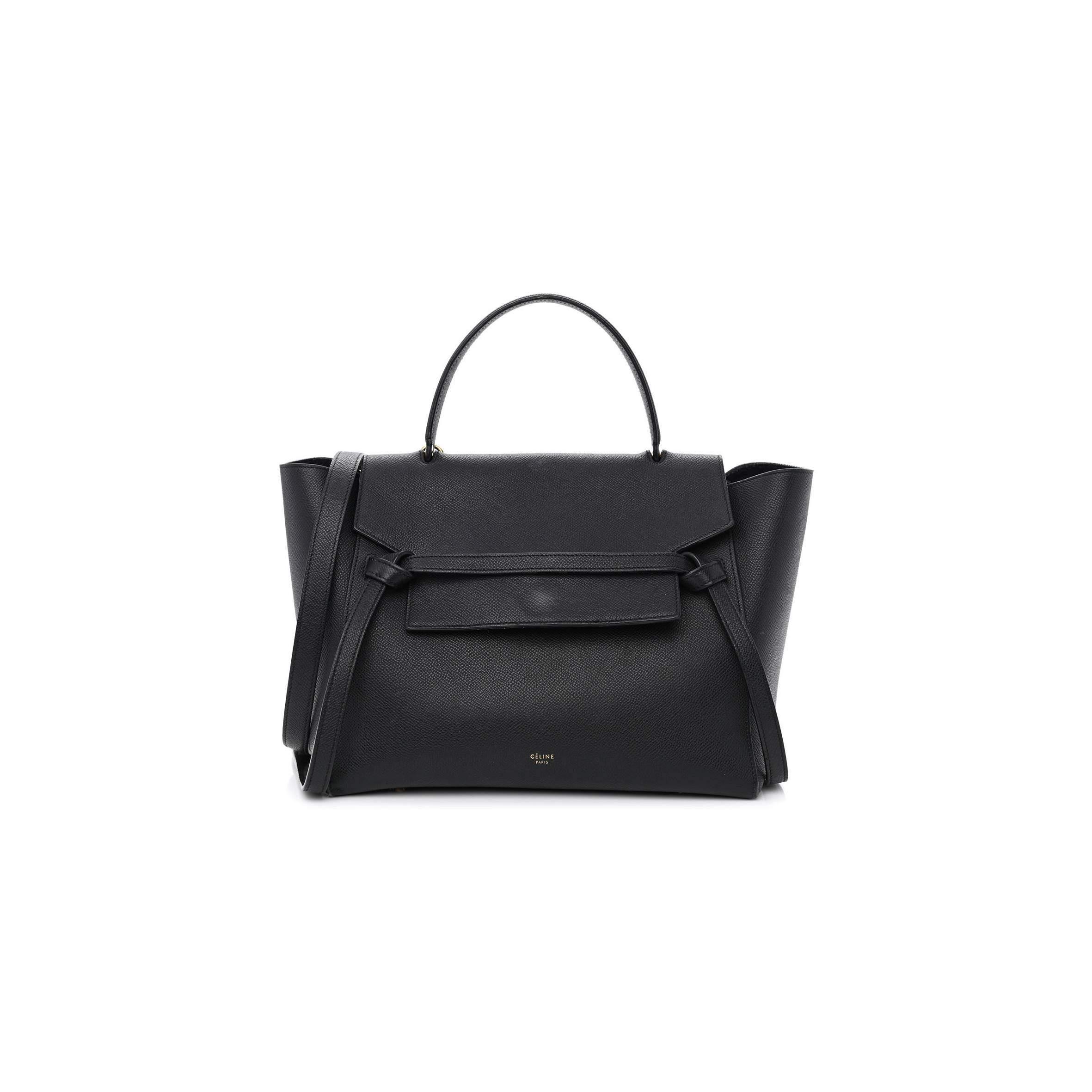 CELINE GRAINED CALFSKIN MINI BELT BAG BLACK (28*22*17cm)