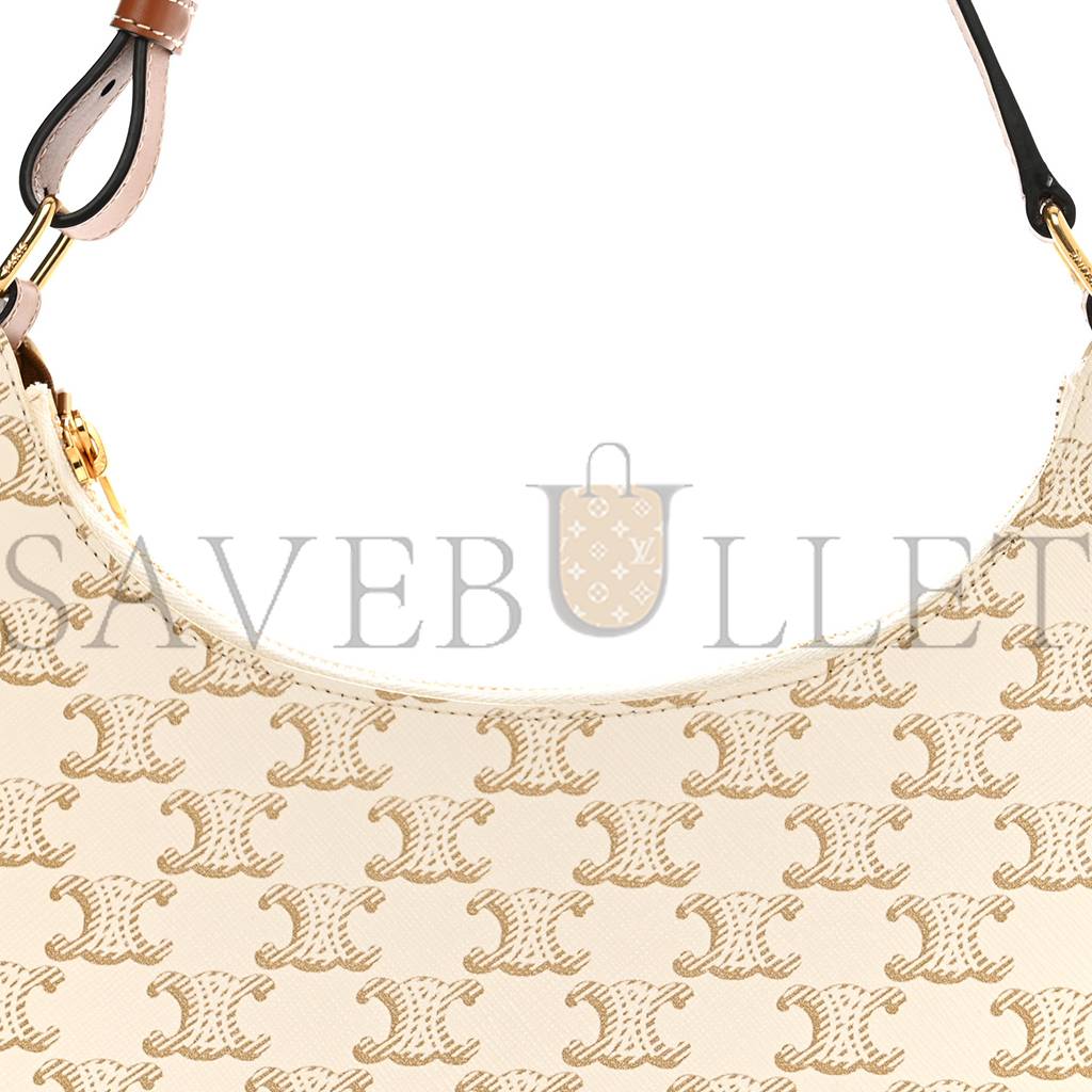 CELINE CANVAS CALFSKIN AVA TRIOMPHE SHOULDER BAG WHITE (25*20*7cm)