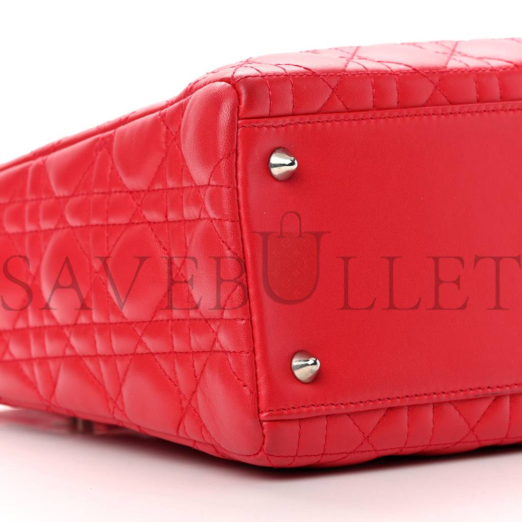 DIOR LAMBSKIN CANNAGE MEDIUM LADY DIOR RED (23*20*12.7cm)