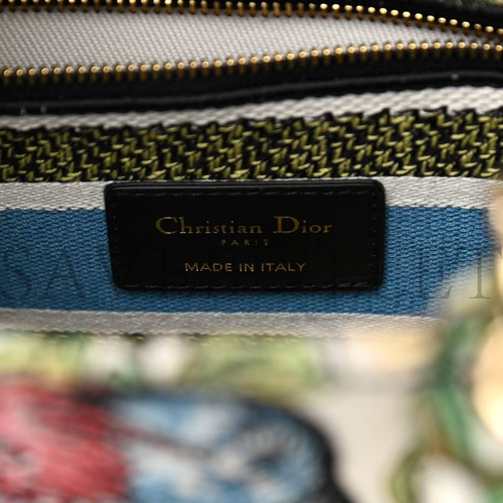 DIOR CANVAS D-CONSTELLATION EMBROIDERED MEDIUM LADY D-LITE LATTE MULTICOLOR (23*20*12.1cm)