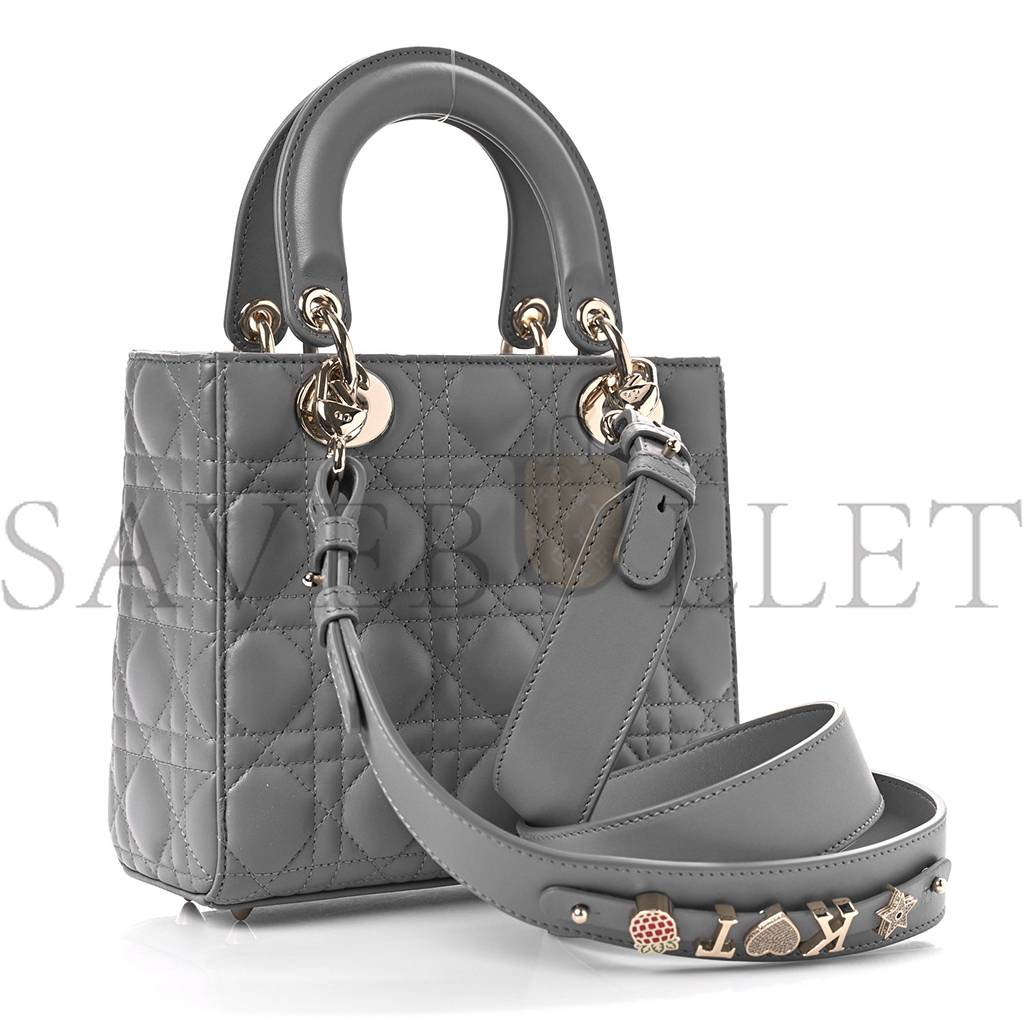 DIOR LAMBSKIN CANNAGE SMALL MY ABC DIOR LADY DIOR GREY (20*18*8.9cm)