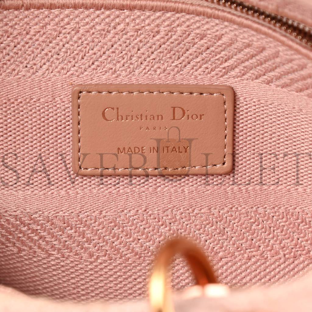 DIOR CANVAS EMBROIDERED CANNAGE MEDIUM LADY D-LITE PINK (23*20*11.4cm)