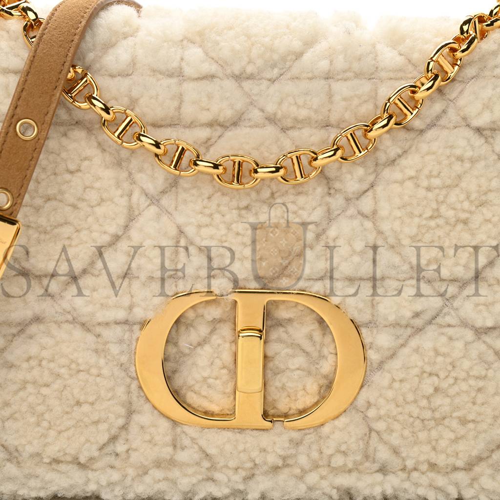 DIOR SHEARLING CANNAGE MEDIUM CARO BAG NATURAL (28*17*9.5cm)