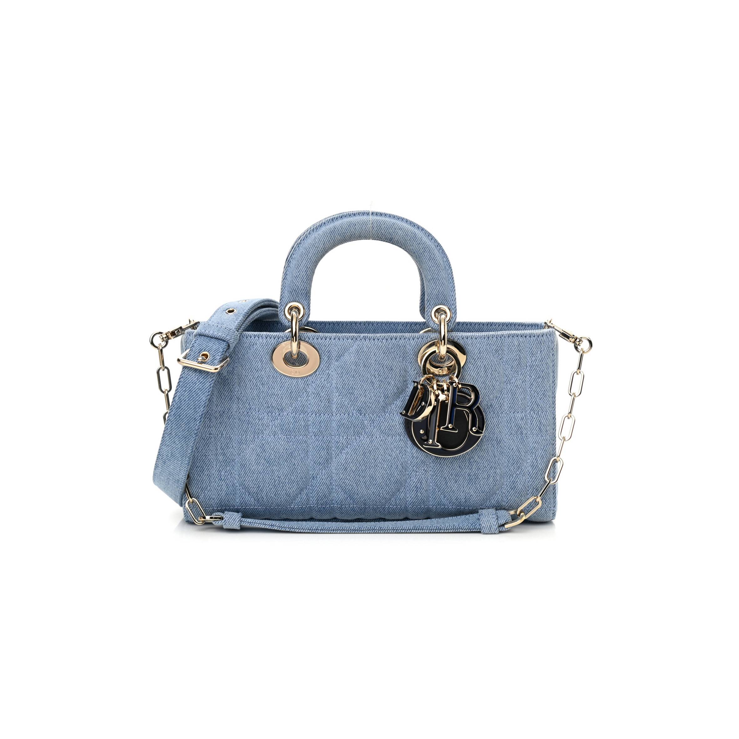 DIOR DENIM MACROCANNAGE LADY D-JOY BLUE (26*14*6.4cm)