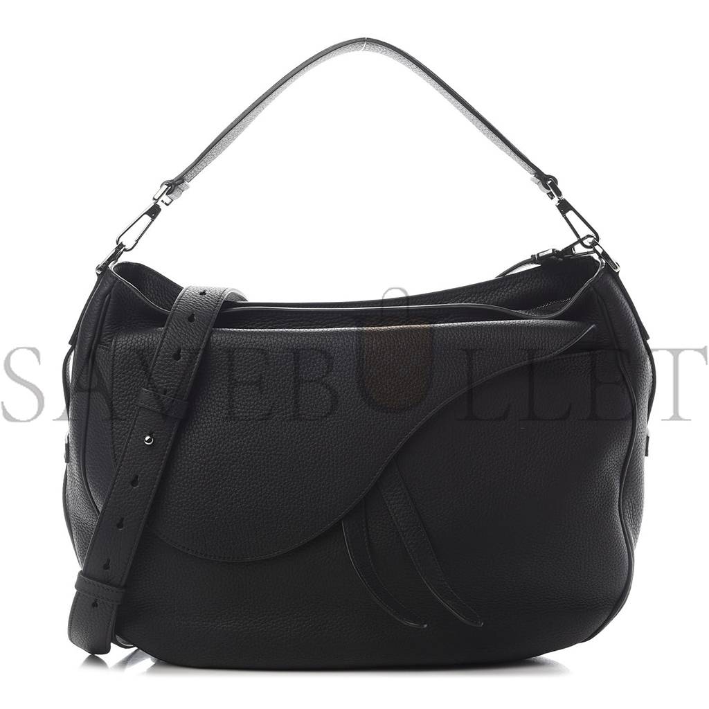 DIOR GRAINED CALFSKIN SADDLE SOFT BAG BLACK (31*27*12.7cm)