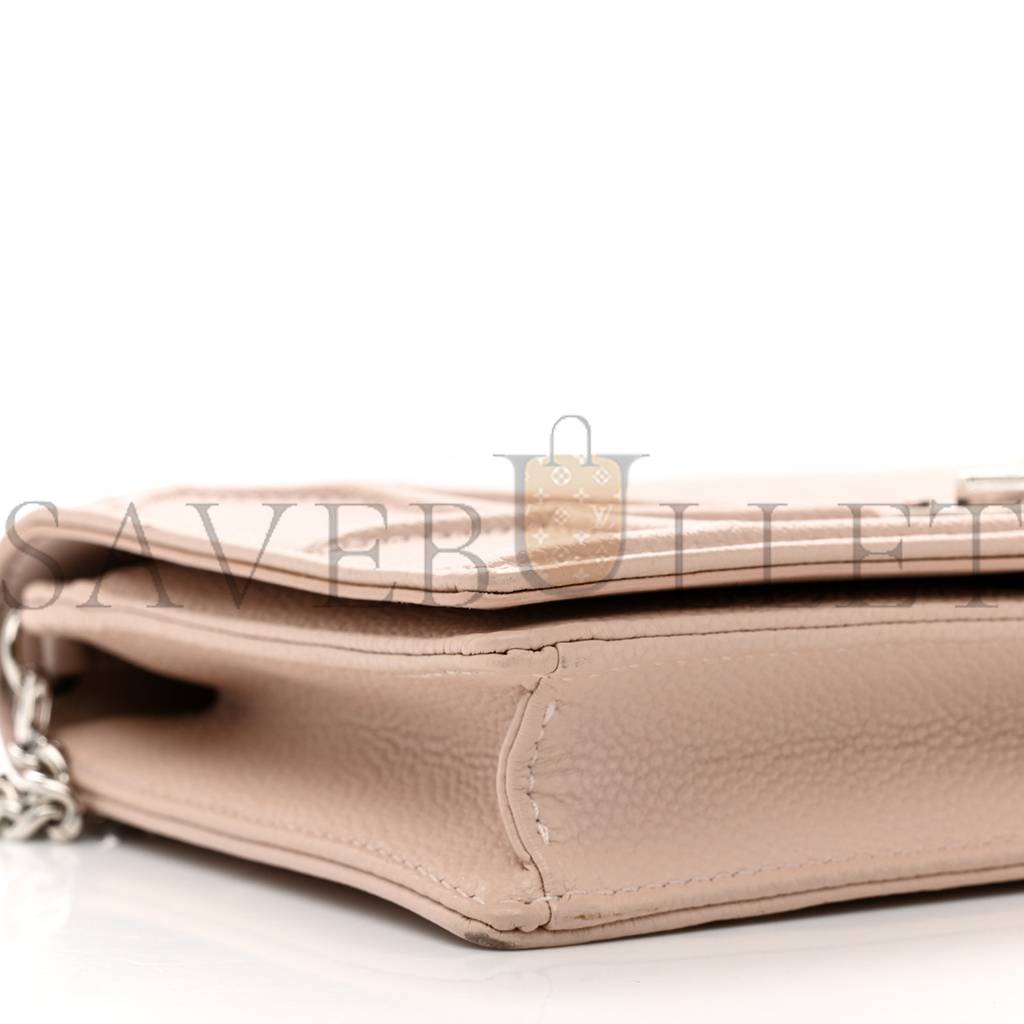 DIOR GRAINED CALFSKIN DIORAMA WALLET ON CHAIN POUCH NUDE (18*13*1.9cm)