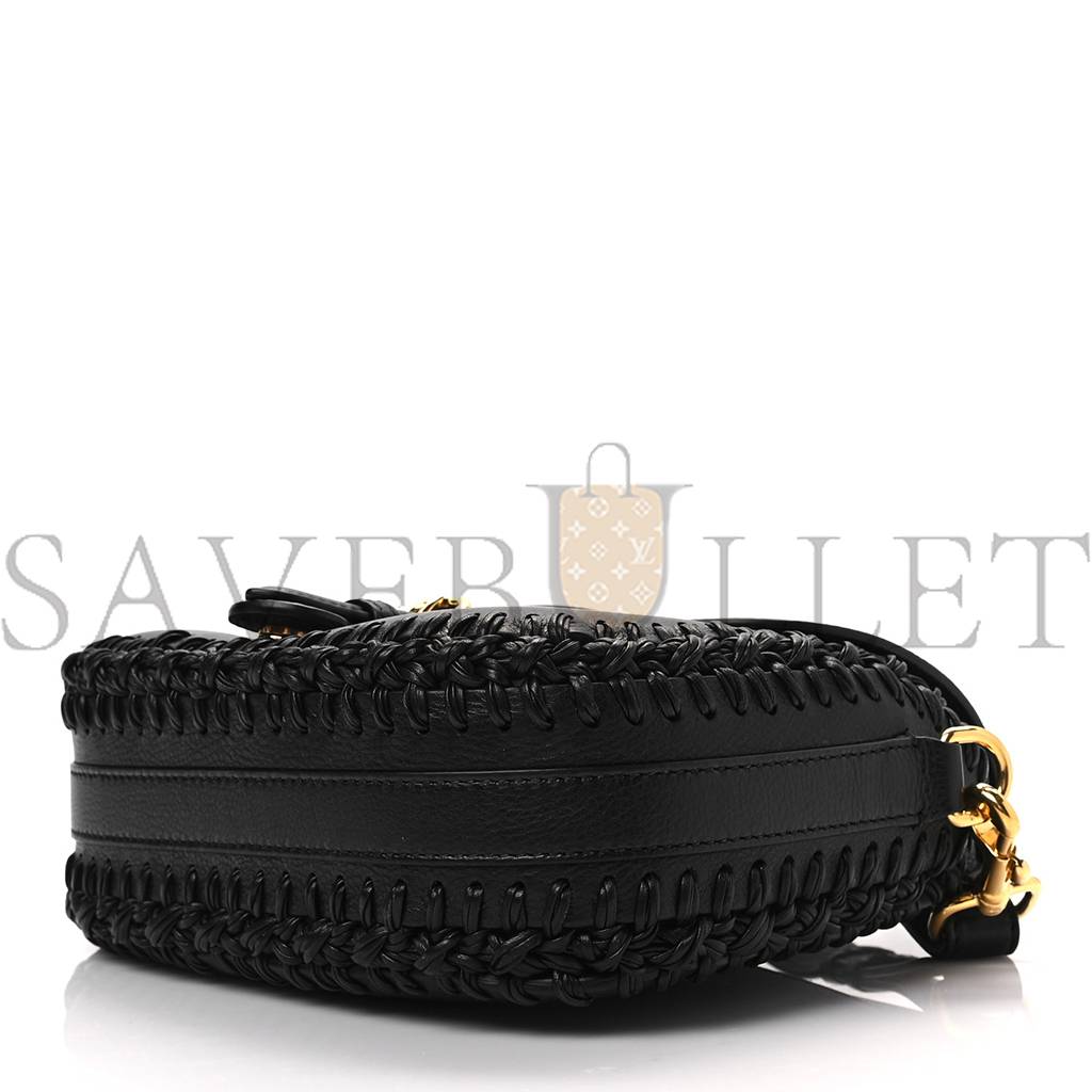 DIOR GRAINED CALFSKIN MEDIUM WHIPSTITCHED BOBBY BAG BLACK (21*18*5.7cm)