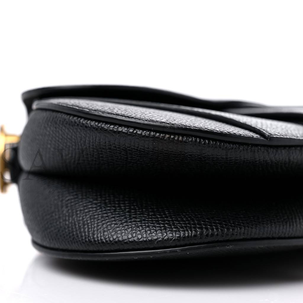 DIOR GRAINED CALFSKIN MINI SADDLE BAG BLACK (18*15*5.1cm)